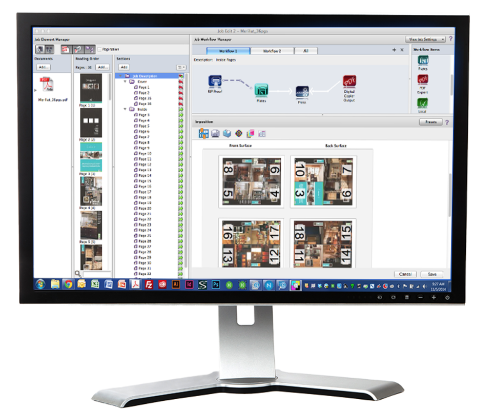 monitor showing Xitron Sierra Adobe Workflow